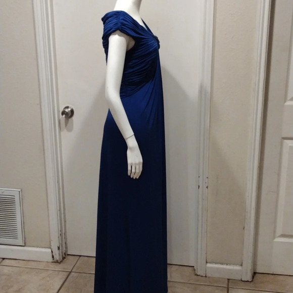 Tadashi Shoji Royal Blue Goddess Style Formal Event Dress M-Ruched Bodice-Prom - Picture 6 of 11